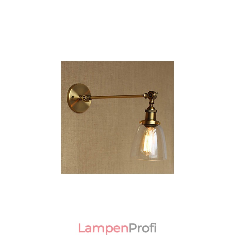 The Iron Glass Bronze Brass Arm Style Retro Creative American Country Hall Bedroom Wall Lamp