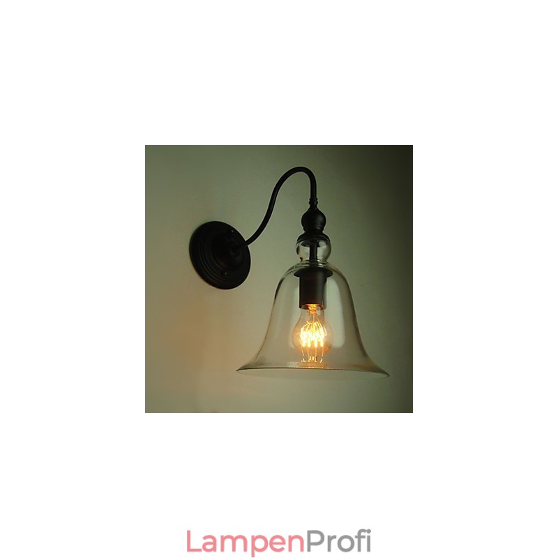 Vintage Wandleuchte Einflammig Stahl und Glas