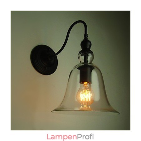 Vintage Wandleuchte Einflammig Stahl und Glas