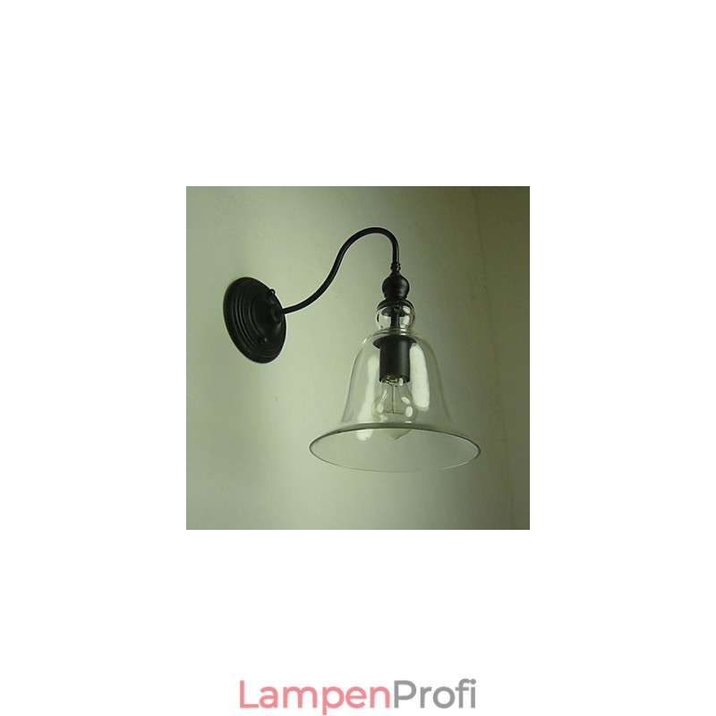 Vintage Wandleuchte Einflammig Stahl und Glas