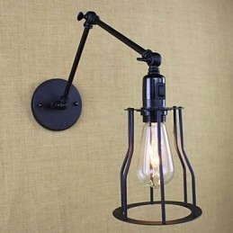 Stil Bett Hotel Restaurant Projekt Eisen Arm Doppel Retro Vintage Schwarz Gürtel Wand Lampe Schalter