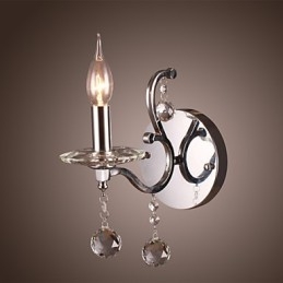 Silberne Kristall-Wandleuchte mit 1 Licht