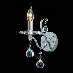 Silberne Kristall-Wandleuchte mit 1 Licht