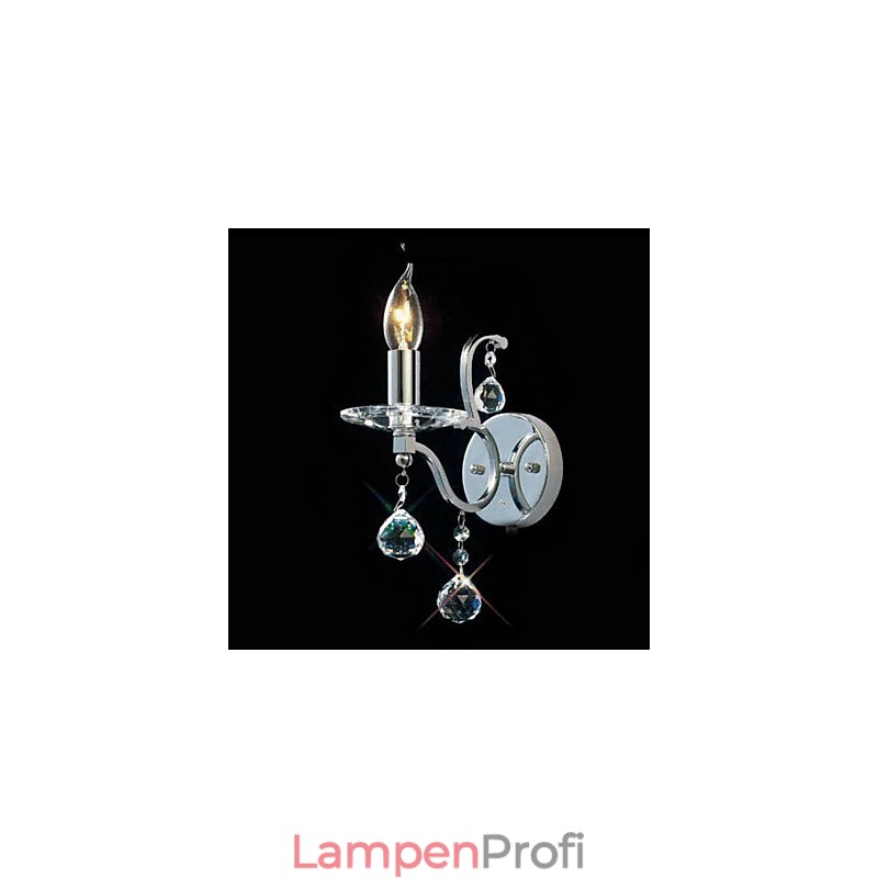 Silberne Kristall-Wandleuchte mit 1 Licht