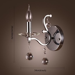 Silberne Kristall-Wandleuchte mit 1 Licht