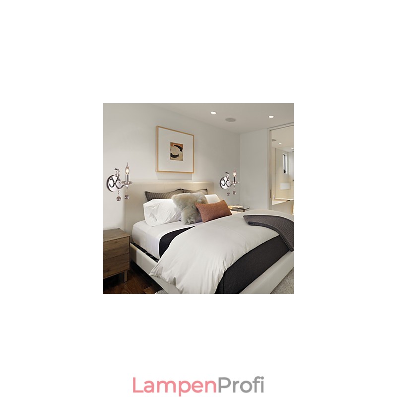 Silberne Kristall-Wandleuchte mit 1 Licht