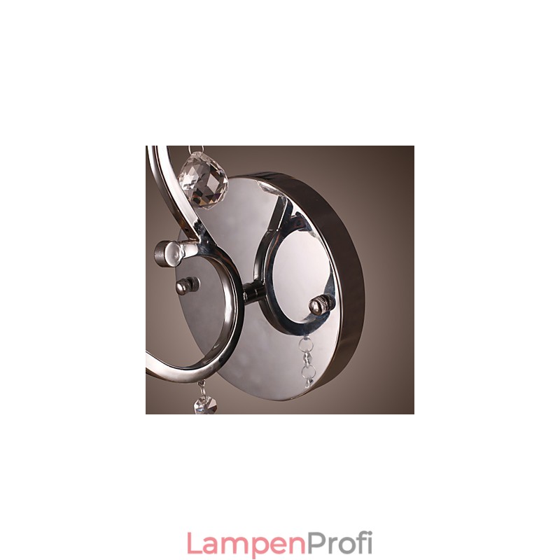 Silberne Kristall-Wandleuchte mit 1 Licht