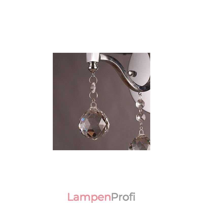 Silberne Kristall-Wandleuchte mit 1 Licht