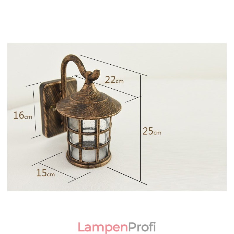 Antike rustikale Eisen wasserdichte Außenwandlampe Vintage Laternenlicht Rostig Mattschwarz Korridor Flur Wandleuchte