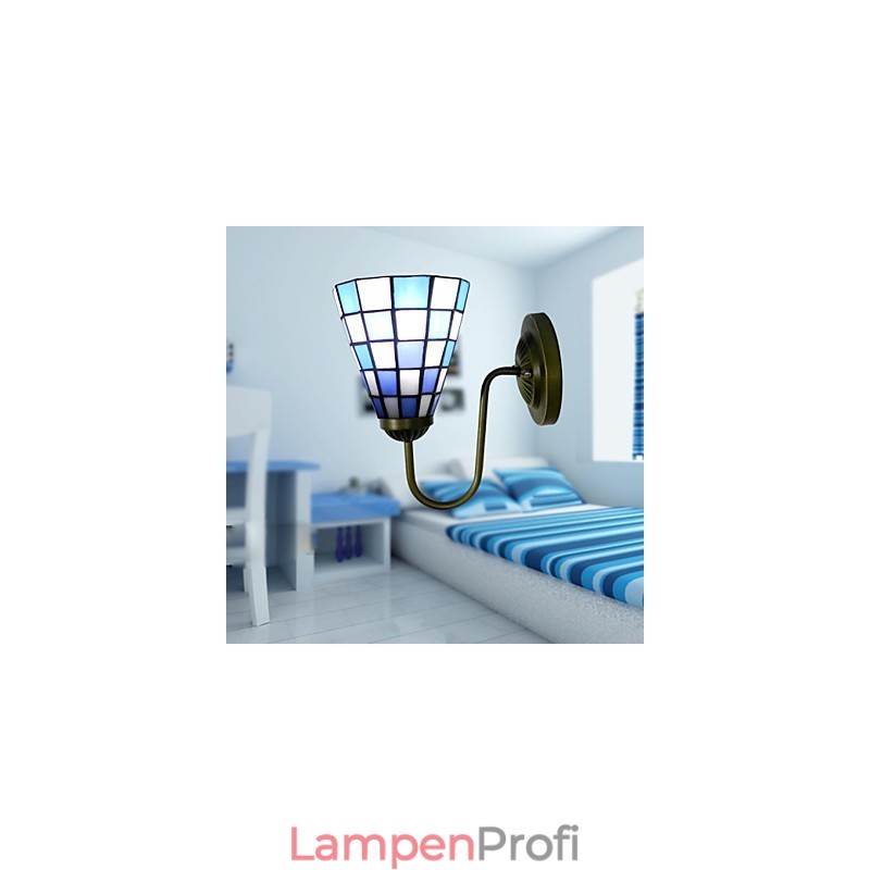15CM Zeitgenössische und vertraglich Buntglaslampe Wandleuchte Inn Blaue und weiße Quadrate Lichter
