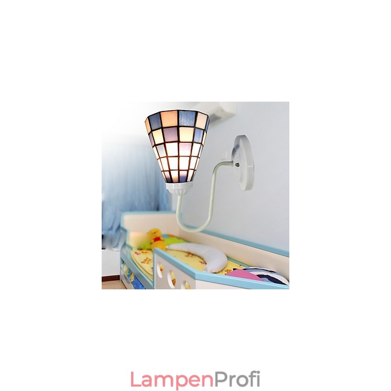 15CM Zeitgenössische und vertraglich Buntglaslampe Wandleuchte Inn Blaue und weiße Quadrate Lichter