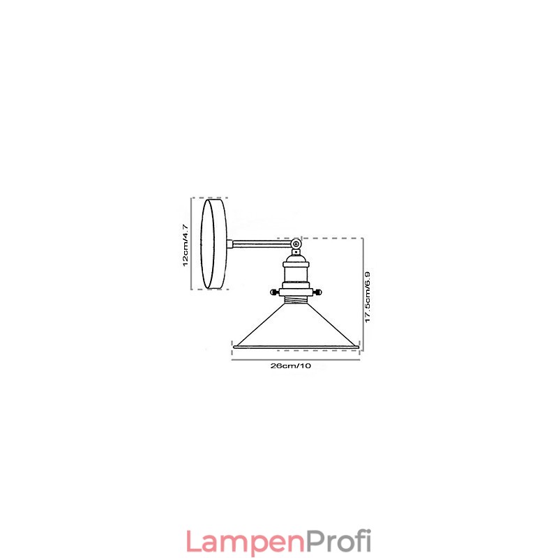 Industrielle Vintage Edison Simplicity 1 Licht Wandhalterung Esszimmer Arbeitszimmer Büro Flur Metall Wandleuchte