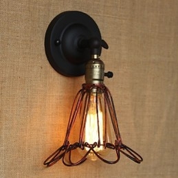 Amerikanischen Industriellen Stil Zaun Eisen Net Rot Bronze Dekorative Wand Leuchte
