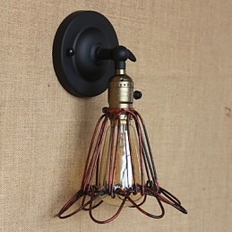 Amerikanischen Industriellen Stil Zaun Eisen Net Rot Bronze Dekorative Wand Leuchte