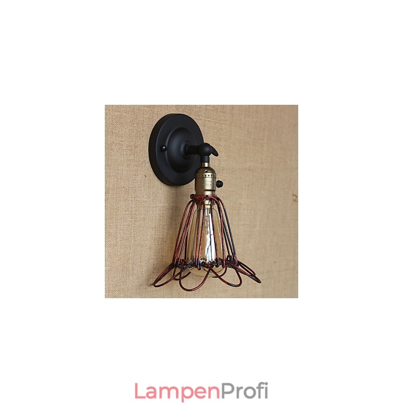 Amerikanischen Industriellen Stil Zaun Eisen Net Rot Bronze Dekorative Wand Leuchte