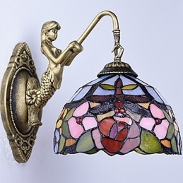 Europäische vertraglich ländliche kreative Schmiedeeisen Wandleuchte Glas Lichter