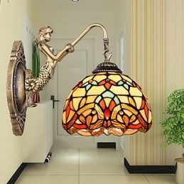 Europäische vertraglich ländliche kreative Schmiedeeisen Wandleuchte Glas Lichter