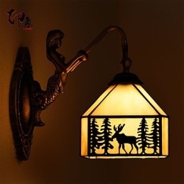 Weihnachten Hirsch Europäischen Vertraglich Ländlichen Kreative Schmiedeeisen Wand Lampe Glas Lichter