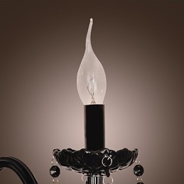 Schwarze Kristall-Wandleuchte mit Kerzenbirne