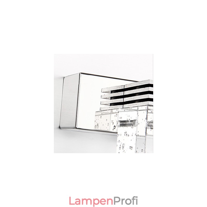 Moderne Wandleuchte mit Glasblasen-Kubus-Schirm im Spiegel-Frontstil