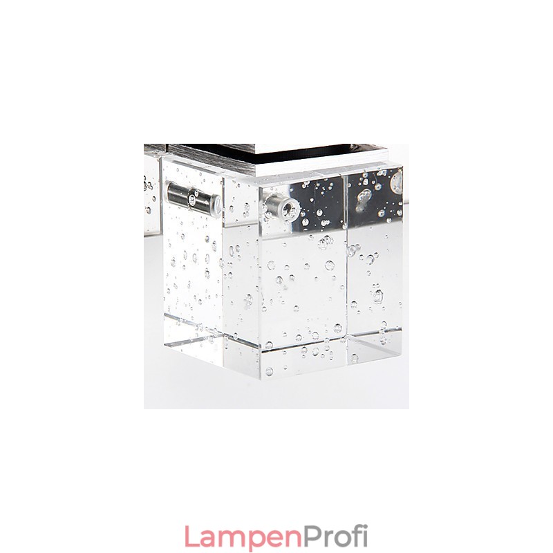 Moderne Wandleuchte mit Glasblasen-Kubus-Schirm im Spiegel-Frontstil