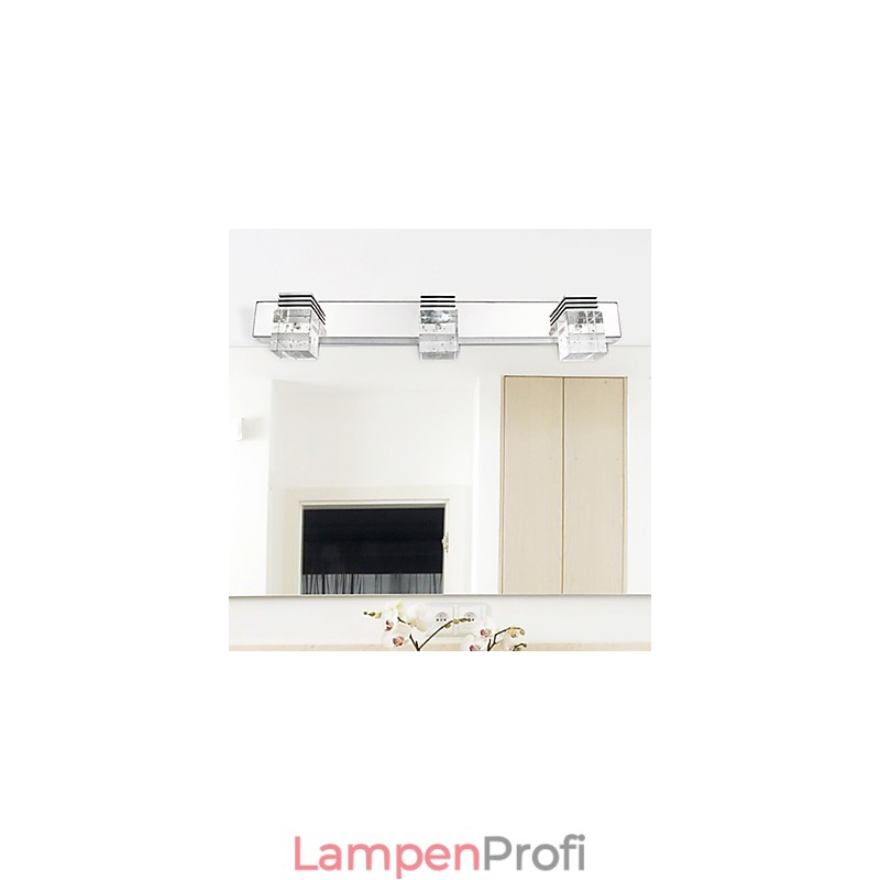 Moderne Wandleuchte mit Glasblasen-Kubus-Schirm im Spiegel-Frontstil
