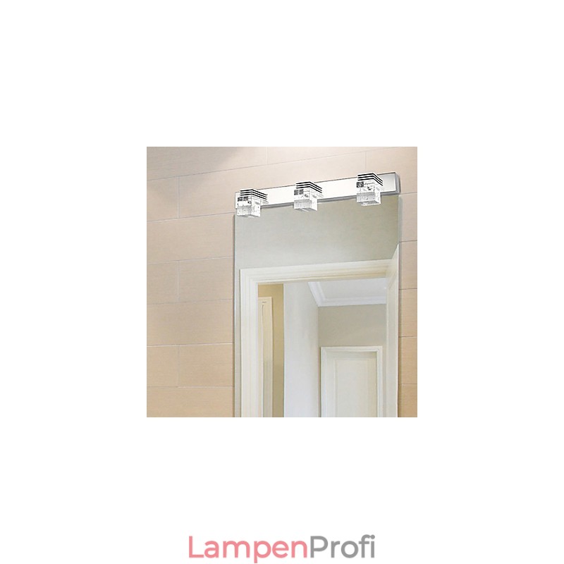 Moderne Wandleuchte mit Glasblasen-Kubus-Schirm im Spiegel-Frontstil