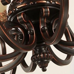 Kronleuchter Pendelleuchte 6 Lichter Lampenschirm Unten Vintage Country Metall + Glas