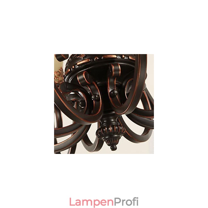 Kronleuchter Pendelleuchte 6 Lichter Lampenschirm Unten Vintage Country Metall + Glas