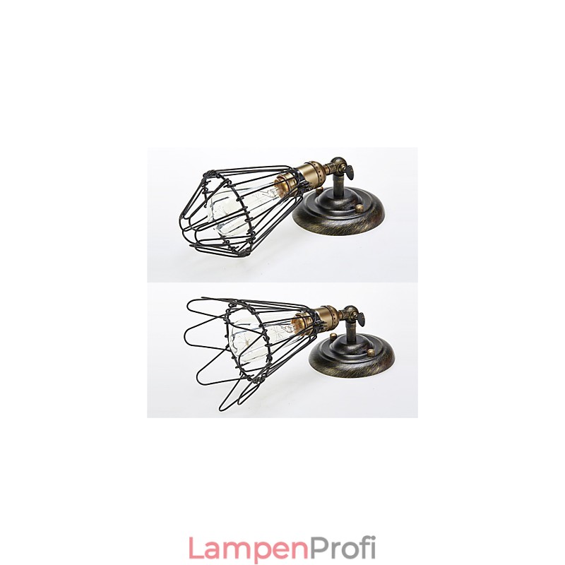 Industrielle Wandleuchte im Vintage-Stil mit Öffnungs- und Schließlicht, Käfiglampe, Loft-Stil, Wiederherstellung alter Wege, Wandlampe