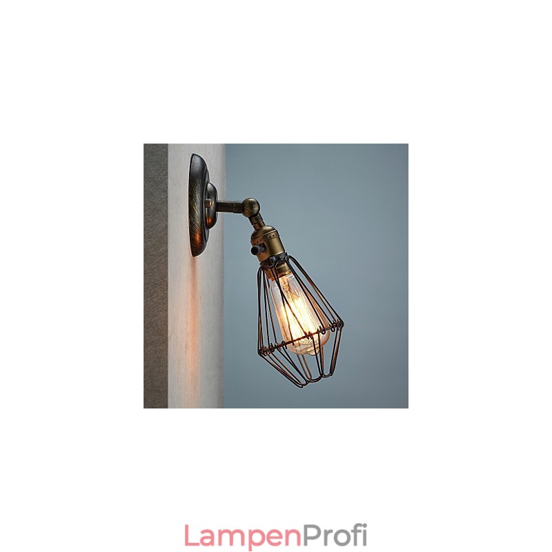 Industrielle Wandleuchte im Vintage-Stil mit Öffnungs- und Schließlicht, Käfiglampe, Loft-Stil, Wiederherstellung alter Wege, Wandlampe