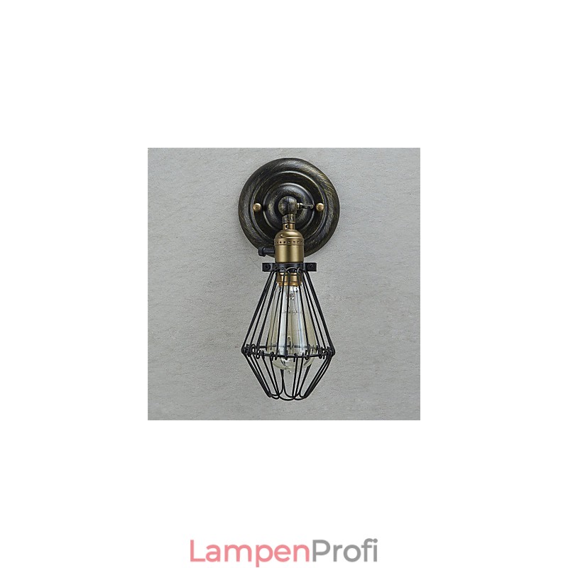 Industrielle Wandleuchte im Vintage-Stil mit Öffnungs- und Schließlicht, Käfiglampe, Loft-Stil, Wiederherstellung alter Wege, Wandlampe