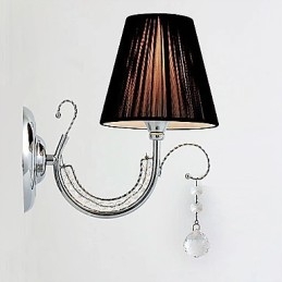 Moderne Wandleuchte mit Stoffschirm, Kronleuchter-Stil, Arm, Kristalltropfen