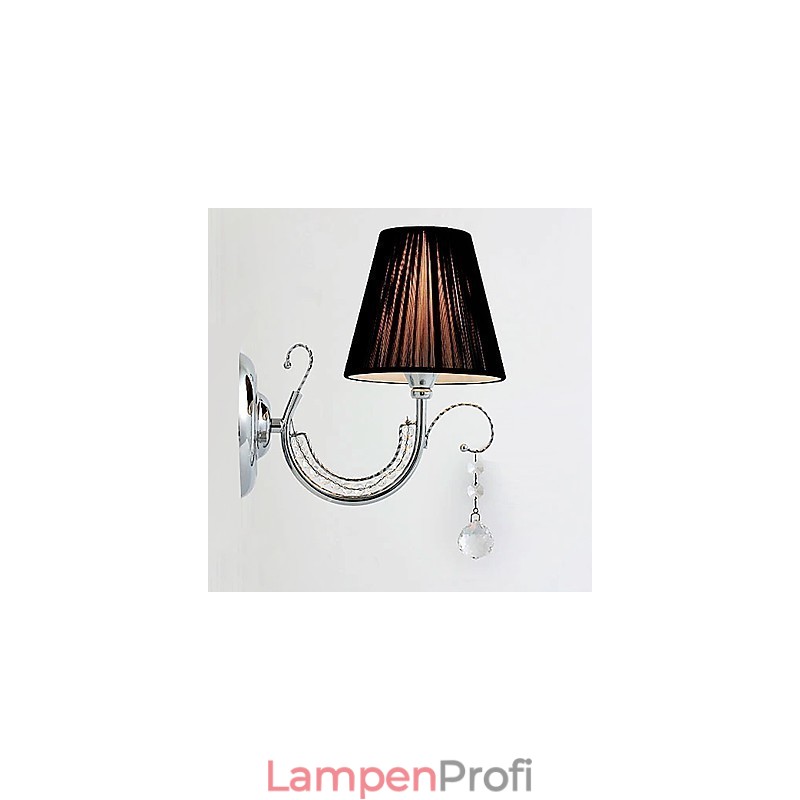 Moderne Wandleuchte mit Stoffschirm, Kronleuchter-Stil, Arm, Kristalltropfen