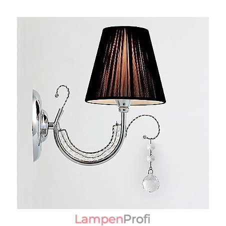 Moderne Wandleuchte mit Stoffschirm, Kronleuchter-Stil, Arm, Kristalltropfen Moderne Wandleuchte mit Stoffschirm, Kronleuchter-Stil, Arm, Kristalltropfen