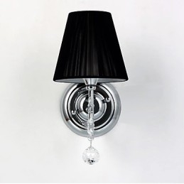 Moderne Wandleuchte mit Stoffschirm, Kronleuchter-Stil, Arm, Kristalltropfen