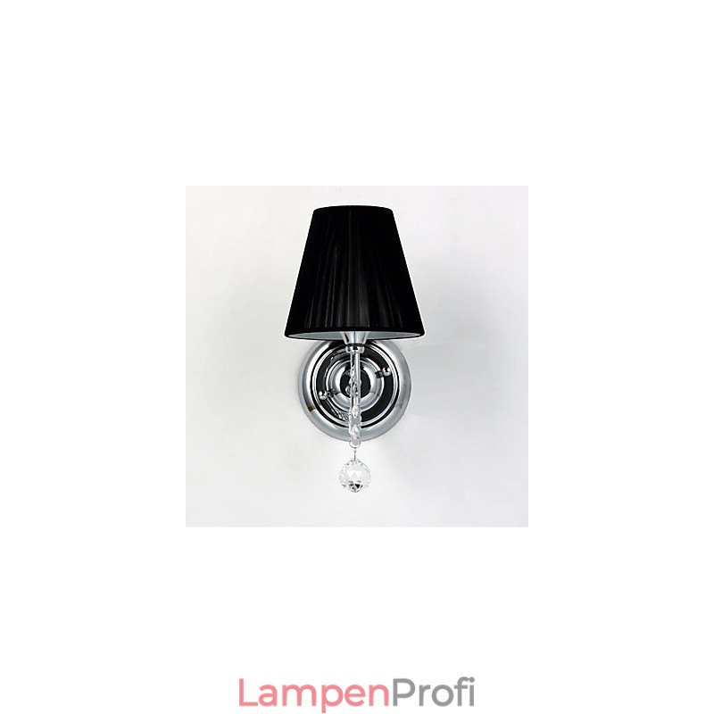 Moderne Wandleuchte mit Stoffschirm, Kronleuchter-Stil, Arm, Kristalltropfen