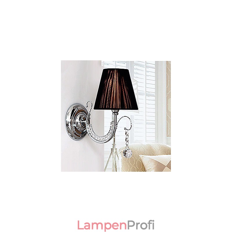 Moderne Wandleuchte mit Stoffschirm, Kronleuchter-Stil, Arm, Kristalltropfen