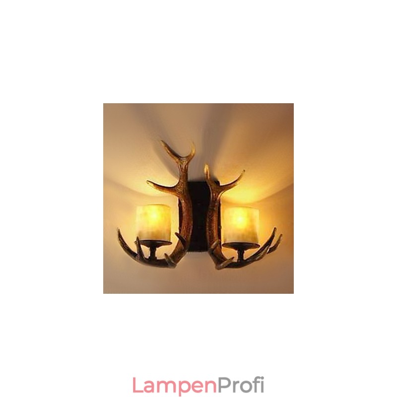 Wandleuchte mit 2 Lichtern in Geweih-Optik