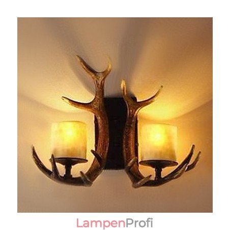 Wandleuchte mit 2 Lichtern in Geweih-Optik Wandleuchte mit 2 Lichtern in Geweih-Optik