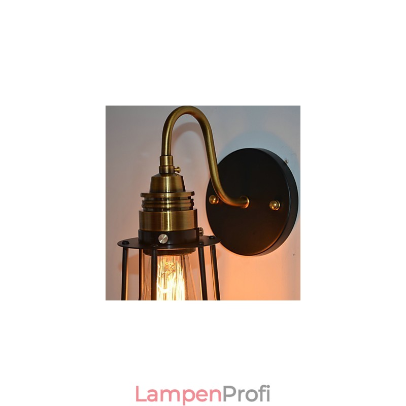 Minimalistische, künstlerische Wandleuchte mit schwarzem Metall-Skelettschirm