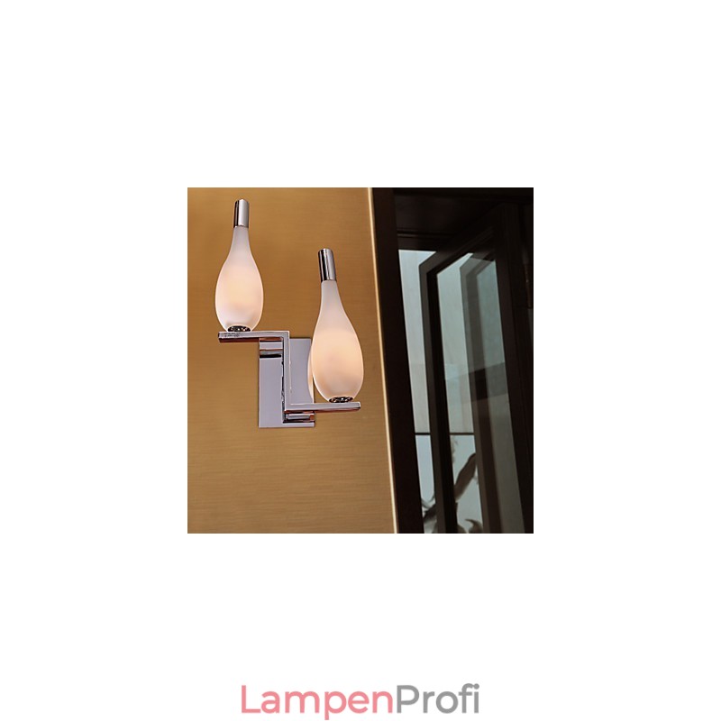 Kristall-Wandleuchte mit 2 Lichtern, flaschenförmiger Schirm