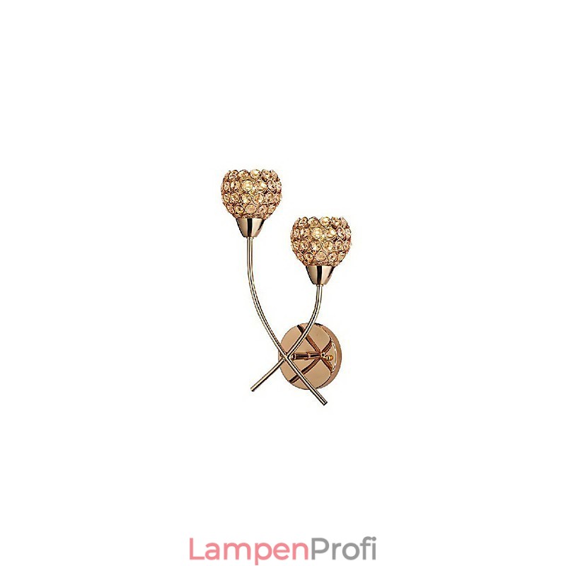 Kristallgoldene Wandleuchte in 2 Lichtern