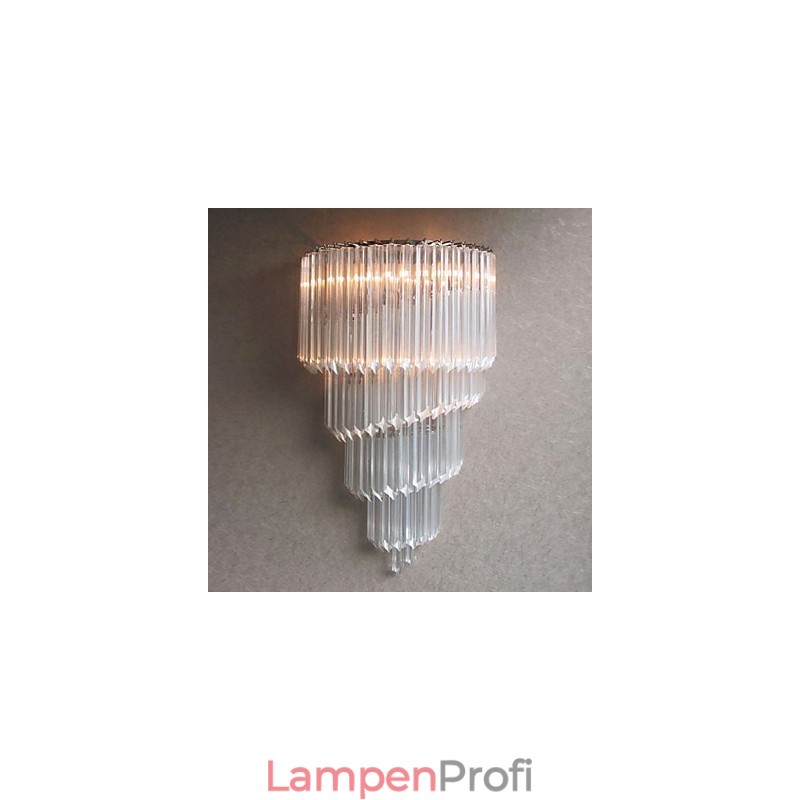 Wandleuchte in Chromoptik mit Kristallglasstreifen und 3 Lichtern