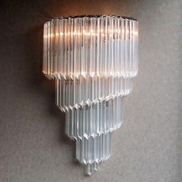 Wandleuchte in Chromoptik mit Kristallglasstreifen und 3 Lichtern