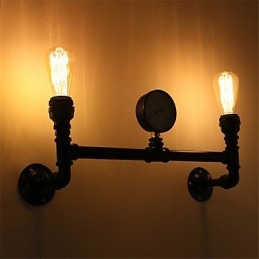 2 Köpfe Vintage Industrielle Rohr Wandleuchten Schwarz Kreative Lichter Restaurant Cafe Bar Dekoration Beleuchtung