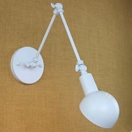 Weiße doppelte Festival-Wandleuchte aus Schmiedeeisen mit langem Arm