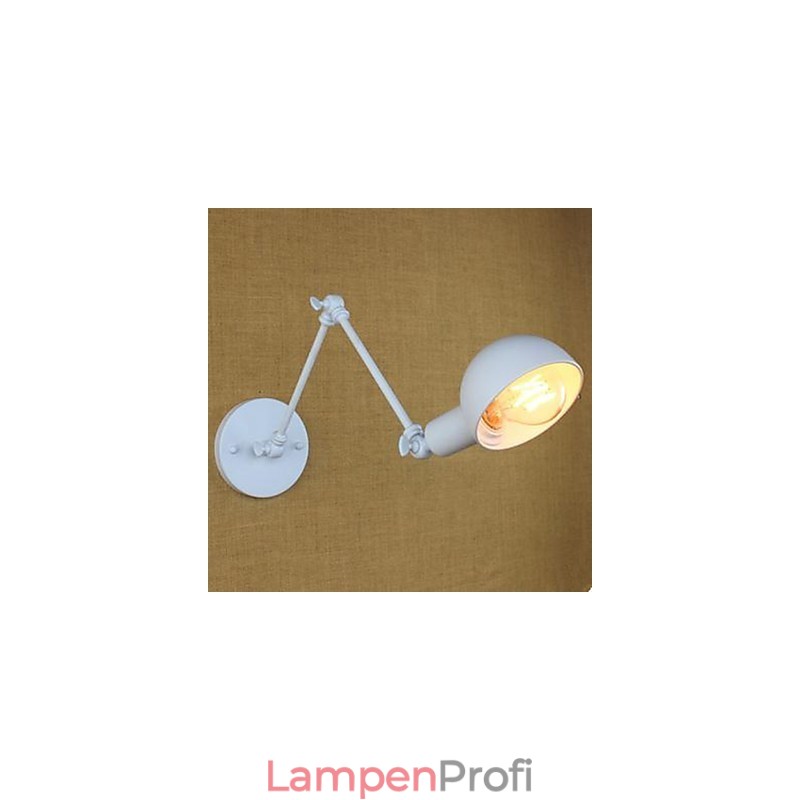 Weiße doppelte Festival-Wandleuchte aus Schmiedeeisen mit langem Arm