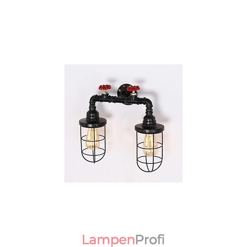 Vintage Industrielle Rohrwandleuchten Schwarze kreative Lichter Restaurant Cafe Bar Dekorationsbeleuchtung mit 2 Lichtern lackiert