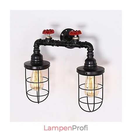 Vintage Industrielle Rohrwandleuchten Schwarze kreative Lichter Restaurant Cafe Bar Dekorationsbeleuchtung mit 2 Lichtern lackiert Vintage Industrielle Rohrwandleuchten Schwarze kreative Lichter Restaurant Cafe Bar Dekorationsbeleuchtung mit 2 Lichtern lackiert